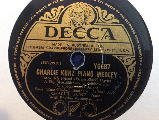 Charlie Kunz : Charlie Kunz Piano Medley (Shellac, 10")