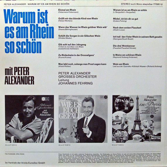 Peter Alexander : Warum Ist Es Am Rhein So Schön (LP, Album)