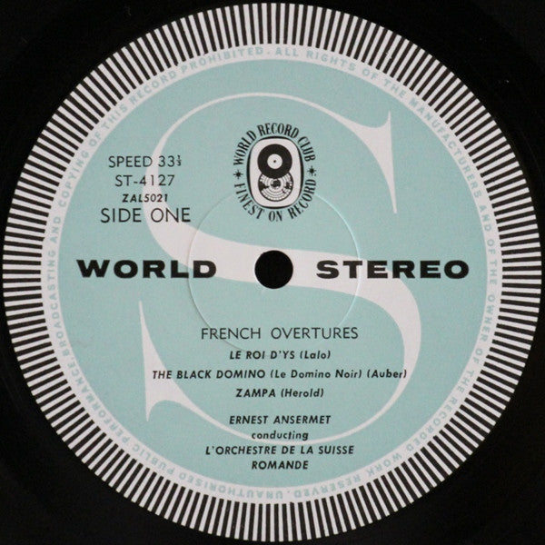 Ernest Ansermet Conducting L'Orchestre De La Suisse Romande : French Overtures (LP, Album, Club)