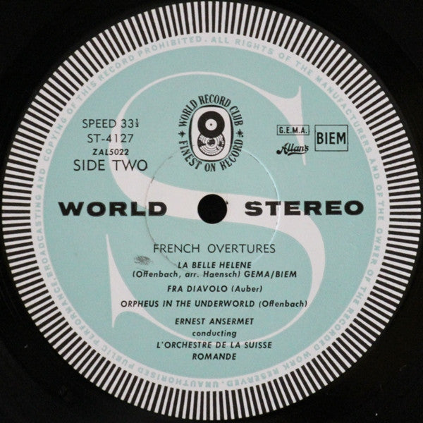 Ernest Ansermet Conducting L'Orchestre De La Suisse Romande : French Overtures (LP, Album, Club)