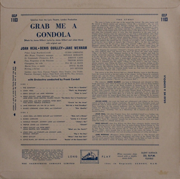 Joan Heal, Denis Quilley, Jane Wenham, James Gilbert (2), Julian More : Grab Me A Gondola (LP, Album, Mono)