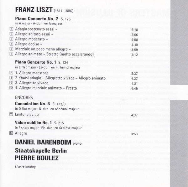 Franz Liszt - Daniel Barenboim, Pierre Boulez, Staatskapelle Berlin : The Liszt Concertos (CD)