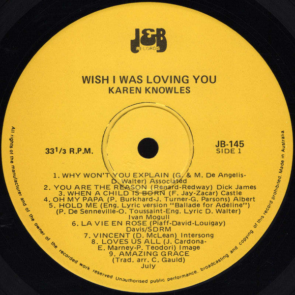 Karen Knowles : Wish I Was Loving You (LP, Album)