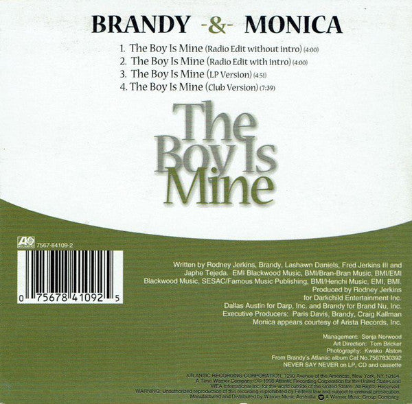 Brandy (2) & Monica : The Boy Is Mine (CD, Single)