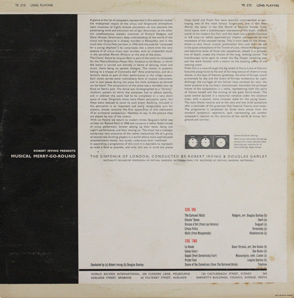 Sinfonia Of London Conducted By Robert Irving (2) And Douglas Gamley : Musical Merry-Go-Round - A Fairground Fantasia (LP, Album, Club)