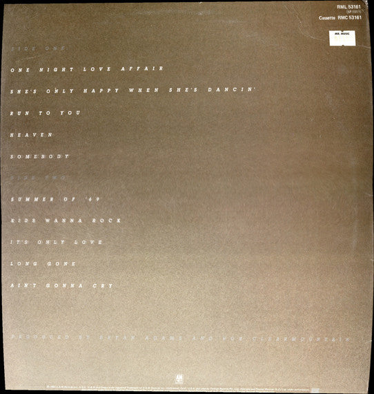 Bryan Adams : Reckless (LP, Album, Ltd, Blu)