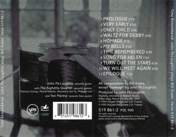 John McLaughlin : Time Remembered (CD, Album)