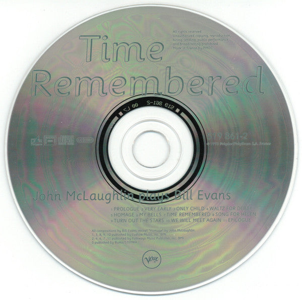 John McLaughlin : Time Remembered (CD, Album)