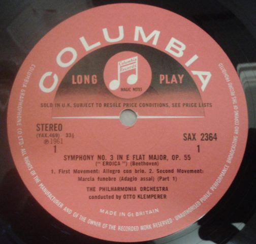 Beethoven*, Otto Klemperer, Philharmonia Orchestra : Number 3 In E Flat Major Op. 55 ("Eroica") (LP, RE)