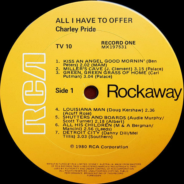 Charley Pride : All I Have To Offer You Is Me (2xLP, Comp)