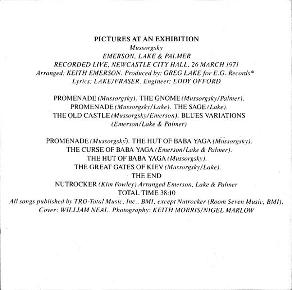 Emerson, Lake & Palmer : Pictures At An Exhibition (CD, Album, RE, Tar)