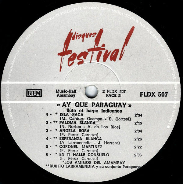 Facio Santillan, M. Romero* : Ay Que Paraguay (Flûte Et Harpe Indiennes) (LP)
