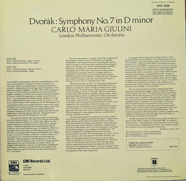 Antonín Dvořák - Carlo Maria Giulini, London Philharmonic Orchestra : Symphony No. 7 In D Minor (LP, Quad)