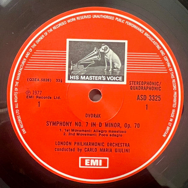 Antonín Dvořák - Carlo Maria Giulini, London Philharmonic Orchestra : Symphony No. 7 In D Minor (LP, Quad)