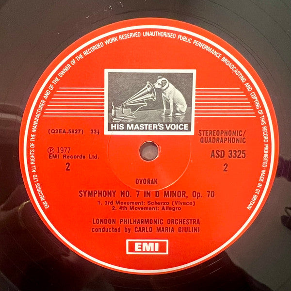 Antonín Dvořák - Carlo Maria Giulini, London Philharmonic Orchestra : Symphony No. 7 In D Minor (LP, Quad)