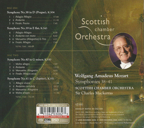 Wolfgang Amadeus Mozart, Scottish Chamber Orchestra, Sir Charles Mackerras : Symphonies 38-41 (2xSACD, Hybrid, Multichannel, Album, HDC)