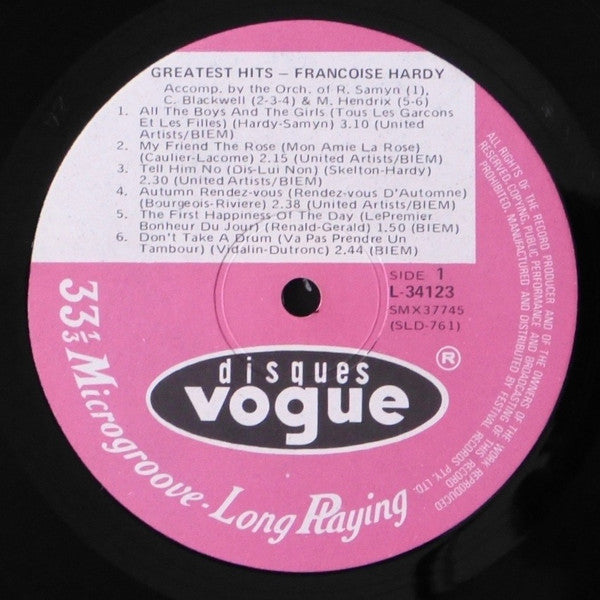 Françoise Hardy : Greatest Hits  (LP, Comp, RE)
