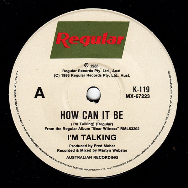 I'm Talking : How Can It Be (7", Single, Ltd, Pic)