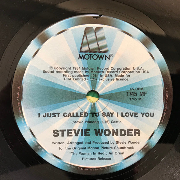 Stevie Wonder : I Just Called To Say I Love You (7", Single)