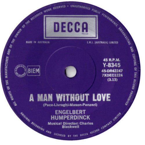Engelbert Humperdinck : A Man Without Love / Call On Me (7", Single)