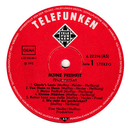 Peter Maffay : Meine Freiheit (LP, Album, Gat)