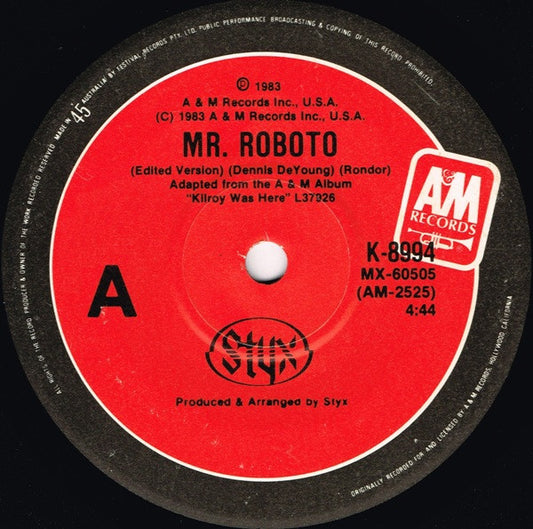 Styx : Mr. Roboto (7", Single)