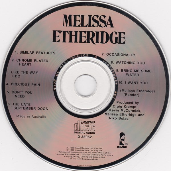 Melissa Etheridge : Melissa Etheridge (CD, Album, Dis)