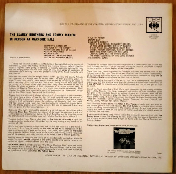 The Clancy Brothers & Tommy Makem : In Person At Carnegie Hall (LP, Album)