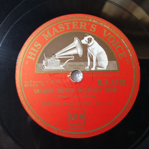 Amelita Galli-Curci : Lo! Here The Gentle Lark / Chanson Solvejg (Shellac, 12")