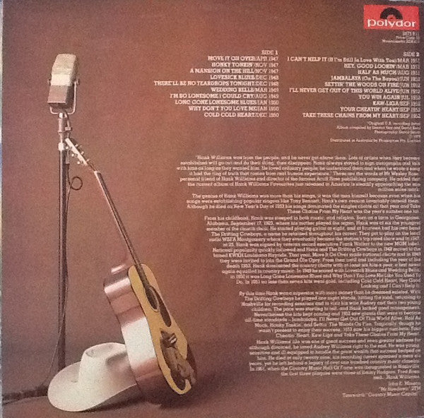 Hank Williams : The Legendary Hank Williams  (LP, Comp)