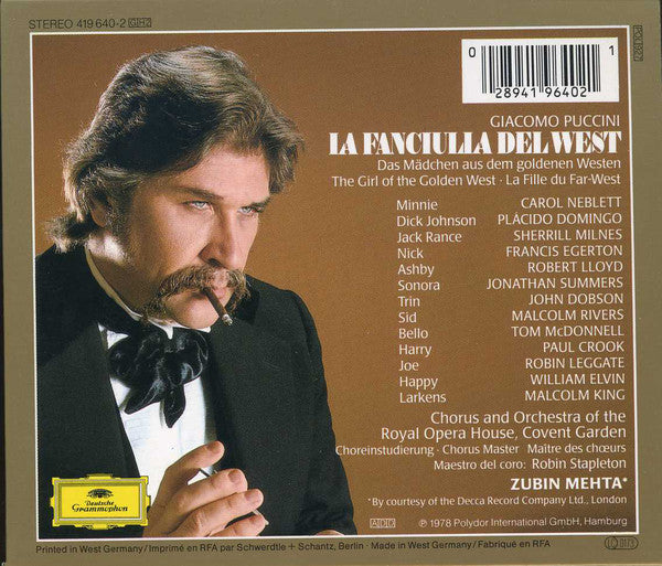 Giacomo Puccini - Carol Neblett · Placido Domingo · Sherrill Milnes · Chorus Of The Royal Opera House, Covent Garden And Orchestra Of The Royal Opera House, Covent Garden · Zubin Mehta : La Fanciulla Del West (2xCD + Box, Album, Sli)