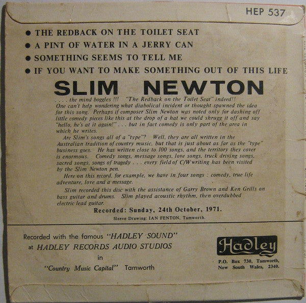 Slim Newton : The Redback On The Toilet Seat (7", EP, Fli)