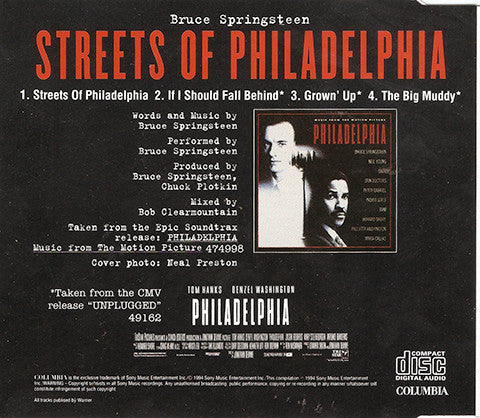 Bruce Springsteen : Streets Of Philadelphia (CD, Maxi)
