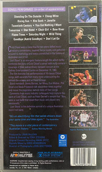 Cold Chisel : Last Stand (VHS, RM, PAL)