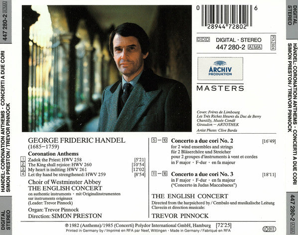 Handel* – Choir Of Westminster Abbey*, Preston*, The English Concert, Pinnock* : Coronation Anthems / Concerti A Due Cori (CD, Comp, RM)