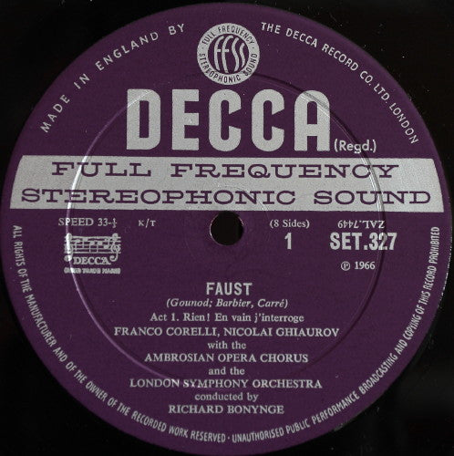 Gounod* - Corelli*, Sutherland*, Ghiaurov*, London Symphony*, Bonynge* : Faust (4xLP, Album + Box)