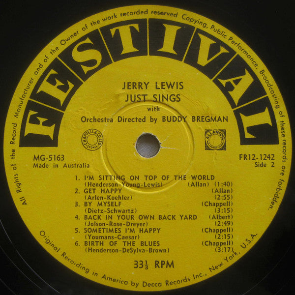 Jerry Lewis (3) : Just Sings (LP, Album, Mono)