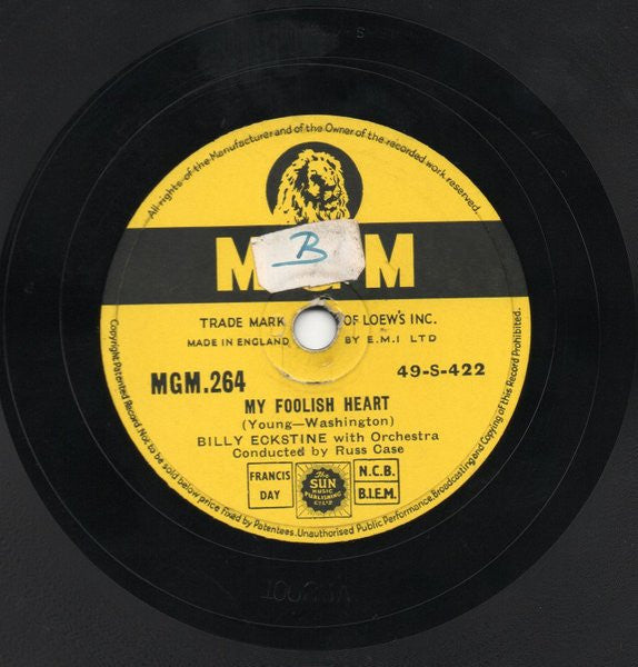 Billy Eckstine : Sitting By The Window / My Foolish Heart (Shellac, 10")