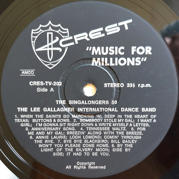 The Lee Gallagher International Dance Band, The Singalongers 50 : Music For Millions (LP, Album)
