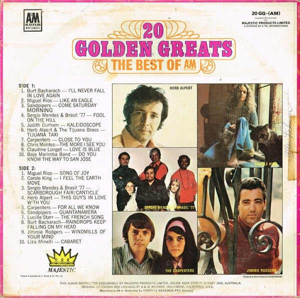 Various : 20 Golden Greats: The Best Of A&M Records (LP, Comp)