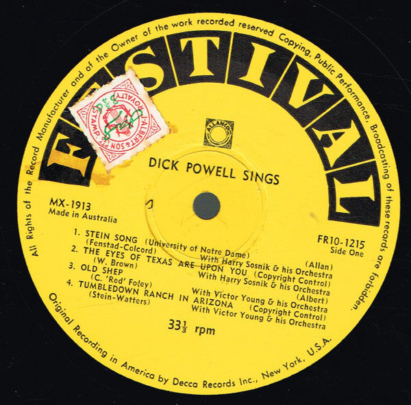 Dick Powell (2) : Dick Powell Sings (10", Comp)