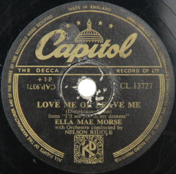 Ella Mae Morse : Blacksmith Blues / Love Me Or Leave Me (Shellac, 10")