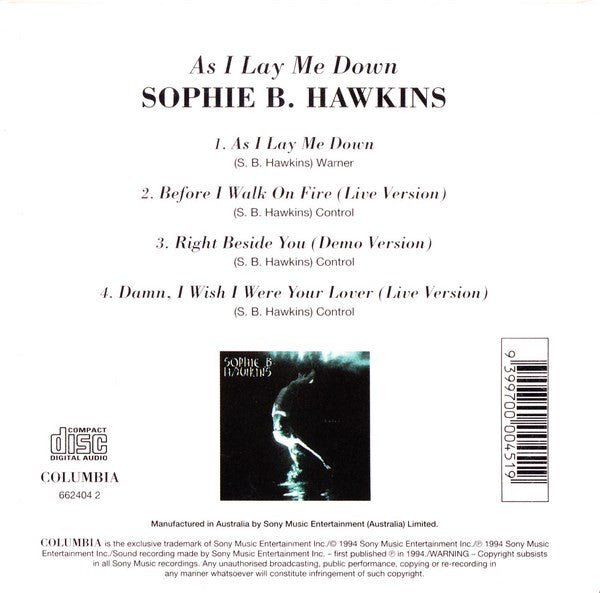 Sophie B. Hawkins : As I Lay Me Down (CD, Maxi, Car)