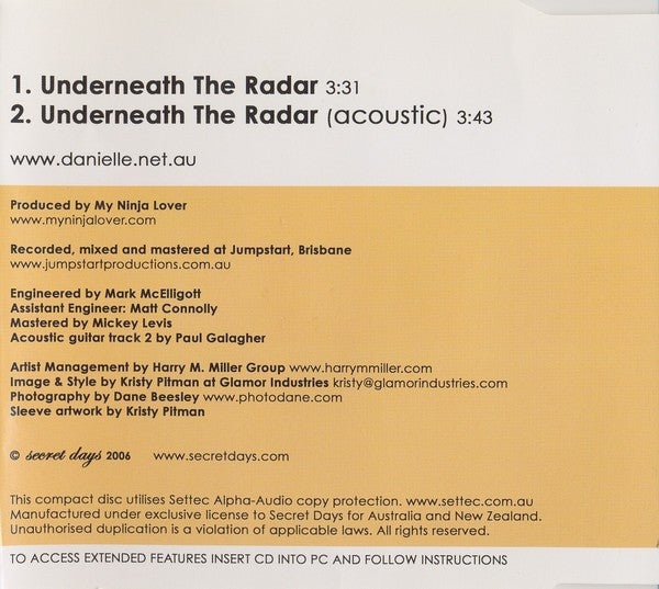 Danielle (37) : Underneath The Radar (CD, Single)
