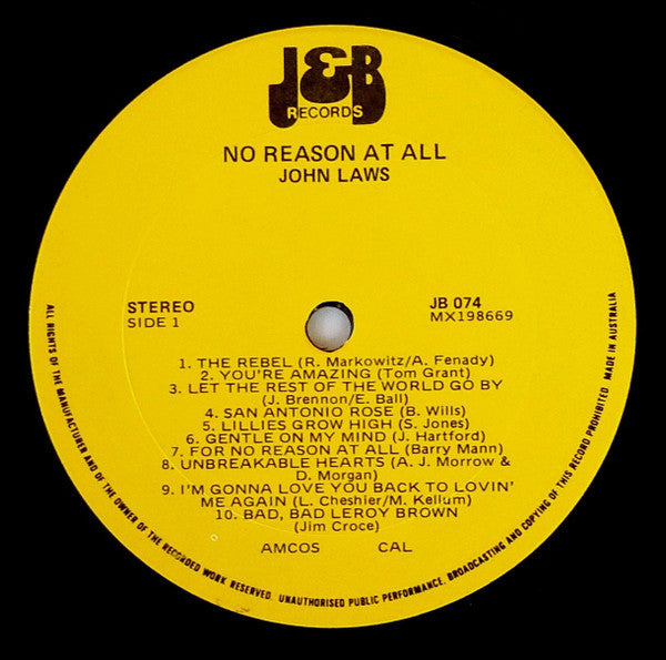 John Laws (3) : For No Reason At All (LP, Comp)