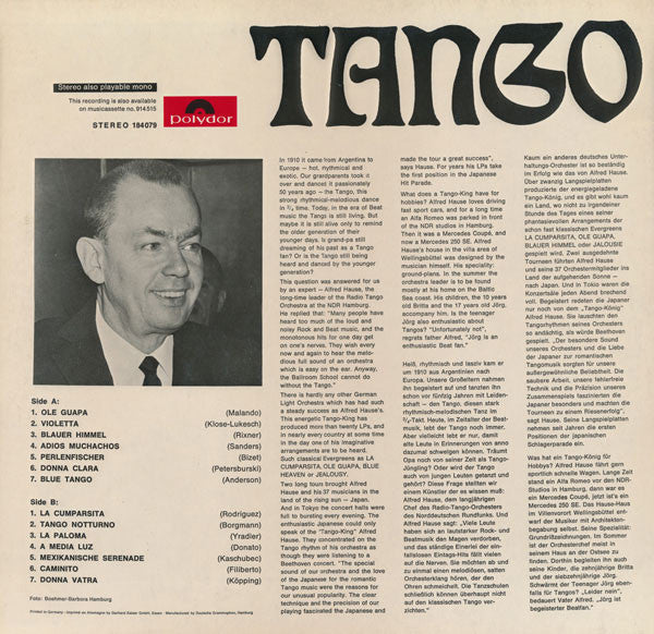 Alfred Hause : Tango (LP, Album)