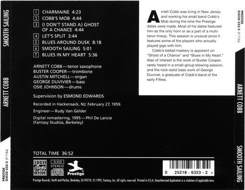 Arnett Cobb : Smooth Sailing (CD, Album, RE, RM)