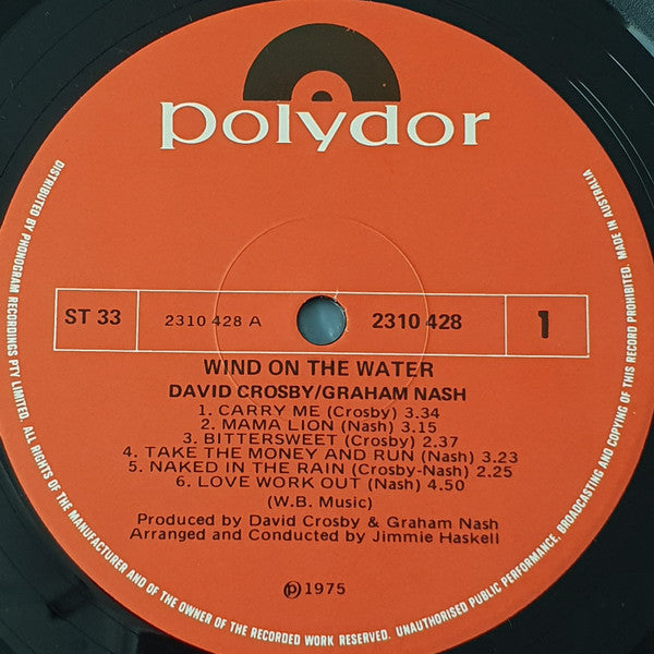 David Crosby / Graham Nash* : Wind On The Water (LP, Album)
