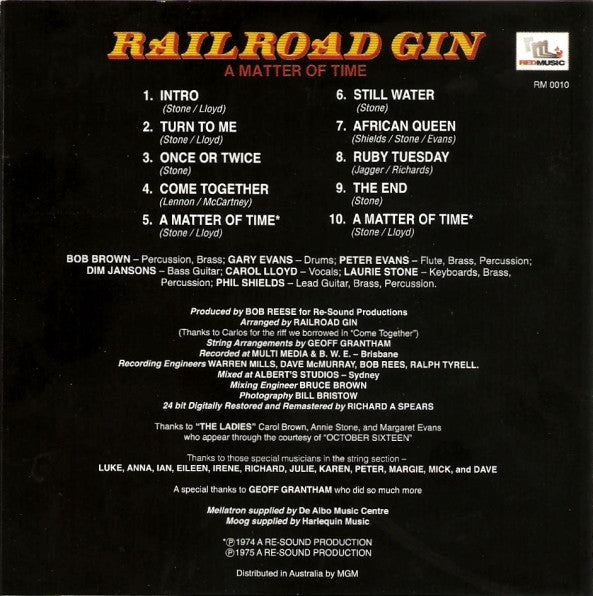 Railroad Gin : A Matter Of Time (CD, Album, RM)