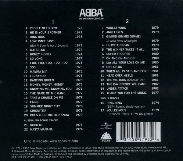ABBA : The Definitive Collection (2xCD, Comp, RM, Sli)